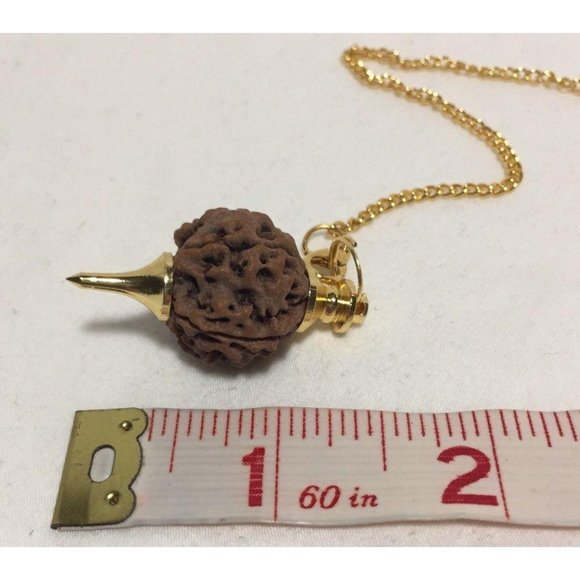 Gold Rudraksha Eye of Shiva Pendulum - 9"/23cm Dow - Picture 4 of 5